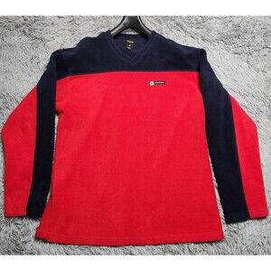 Nautica Competition Pullover Mens XL Red Navy Fleece Long Sleeve Vintage 90s USA